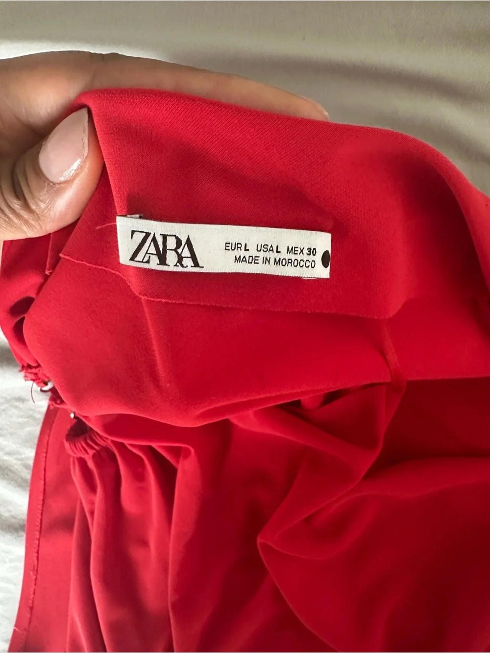Zara Ruched Asymmetric One-Shoulder Red Ruched Crop Top - Picture 3 of 4
